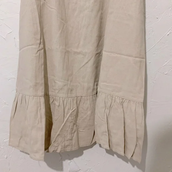 Ellen Tracy Sweetheart Neckline Balloon Sleeve Flounce Linen Midi Dress Sz Large - Picture 5 of 11